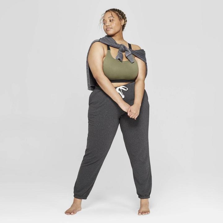 Women's Plus Size Fleece Lounge Jogger Pants - Colsie Gray