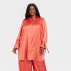 Black History Month Target X Sammy B Women's Plus Size Long Sleeve Satin Button-down Shirt - Orange