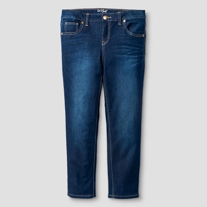 Girls' Super Skinny Denim Crop Dark Wash - Cat & Jack 4, Girl's, Blue