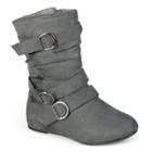 Hailey Jeans Girls' Journee Collection Buckle Suede Boots - Gray