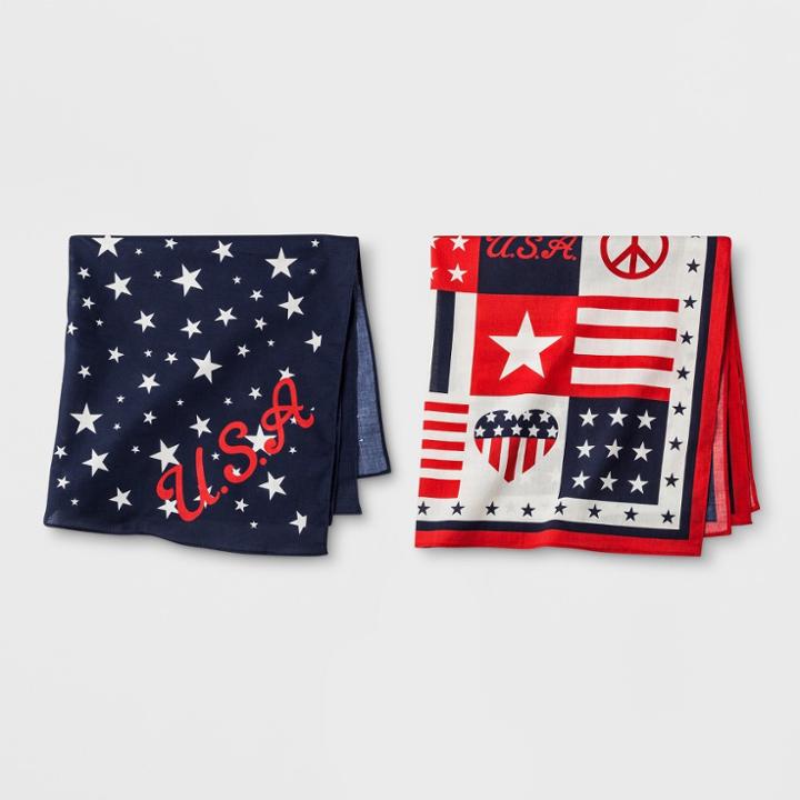Junk Food Stars & Stripes Patchwork Bandana 2pk, Women's, Red