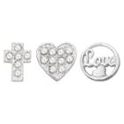 Treasure Lockets 3 Silver Plated Charm Set With Faith, Hope, Love Theme - Silver, Women's