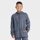 Boys' Premium Fleece Full Zip Hooded Sweatshirt - All In Motion Heathered Black