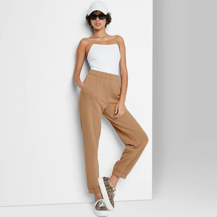 Women's High-rise Vintage Jogger Pants - Wild Fable Tan