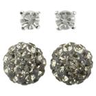 Distributed By Target Round Post And Fireball Crystal Earrings Set Of 2 - Gunmetal,