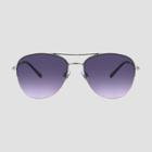 Women's Semi Rimless Aviator Metal Sunglasses - A New Day Black/silver, Women's, Size: Small, Black/grey/silver