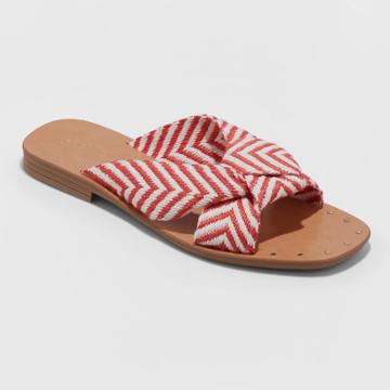 Women's Louise Chevron Print Knotted Slide Sandals - Universal Thread Red