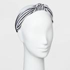 Striped Terry Fabric Cover Knot Top Headband - Wild Fable White/black