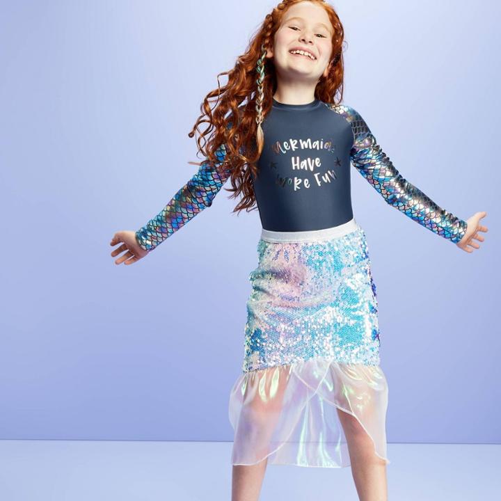 Girls' Flip Sequins Mermaid Tail Cover Up Skirts - More Than Magic Pink S, Girl's,