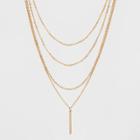Target Multi Row Layered With Linear Bar Necklace - Gold