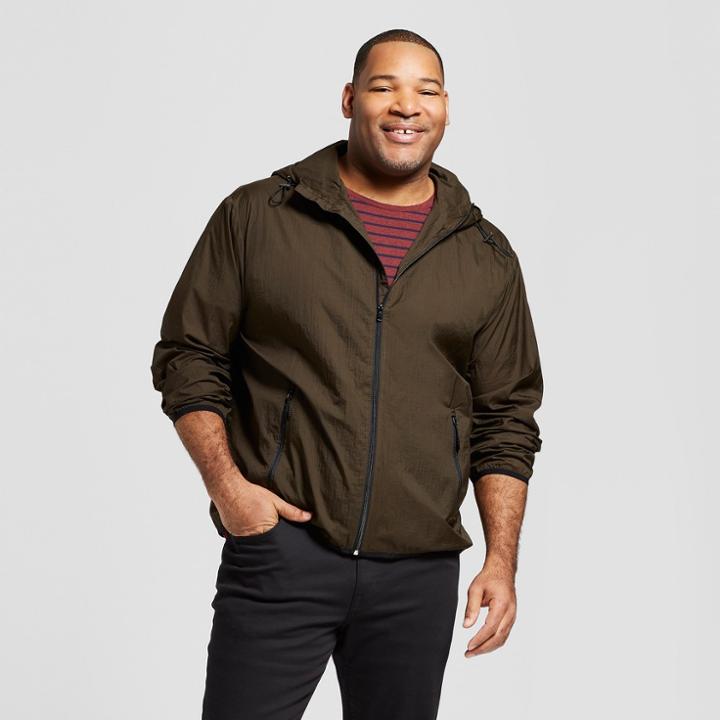 Men's Big & Tall Lightweight Packable Windbreaker Jacket - Goodfellow & Co Deep Olive