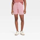 Women's Ribbed Distressed 7 Inseam Bike Shorts - Universal Thread Pink