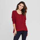Women's Cozy Henley - Universal Thread Burgundy (red)