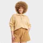 Women's Plus Size French Terry Quarter Zip Sweatshirt - Universal Thread Yellow