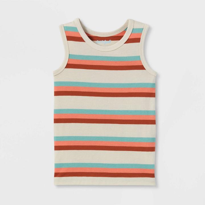 Toddler Boys' Striped Tank Top - Cat & Jack Cream/red