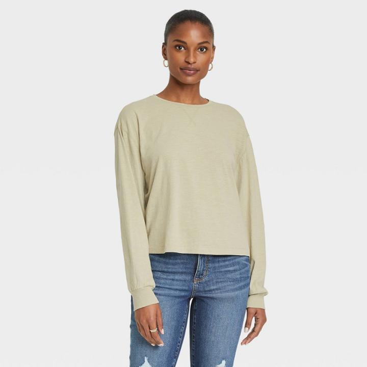 Women's Long Sleeve Boxy T-shirt - Universal Thread