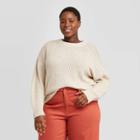 Women's Plus Size Crewneck Pullover Sweater - Universal Thread Tan