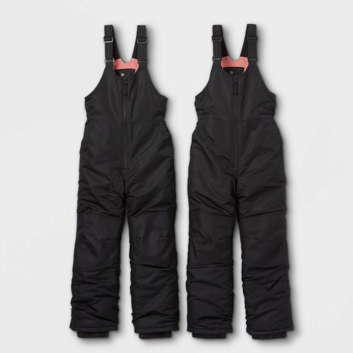Girls' Solid 2pk Snow Bib - All In Motion Black
