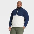 Men's Big & Tall Polar Fleece High Neck 1/2 Zip Sweatshirt - Goodfellow & Co Dark Blue
