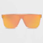 All In Motion Women's Shiny Crystal Plastic Shield Sunglasses With Orange Lenses - All In