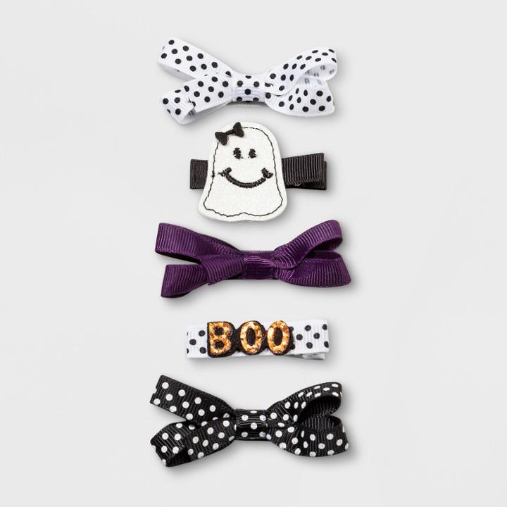 Toddler Girls' 5pk Halloween Salon Hair Clips - Cat & Jack Black/white