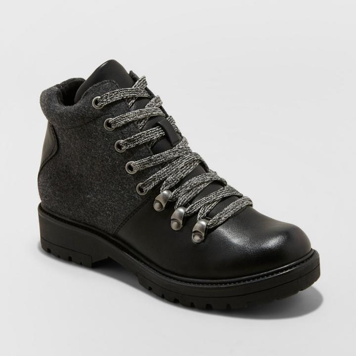 Women's Karri Lace Up Hiker Boots - Universal Thread Black
