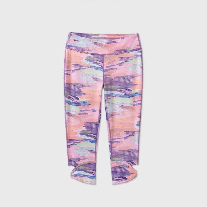 Girls' Keyhole Performance Capri Leggings - All In Motion Pink Violet Xs, Pink Purple