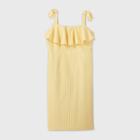Women's Plus Size Striped Sleeveless Off The Shoulder Pullover Seersucker Ruffle Dress - A New Day Yellow 1x, Women's,