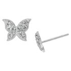 Target Girls' Sterling Silver Butterfly Stud With Crystals-clear