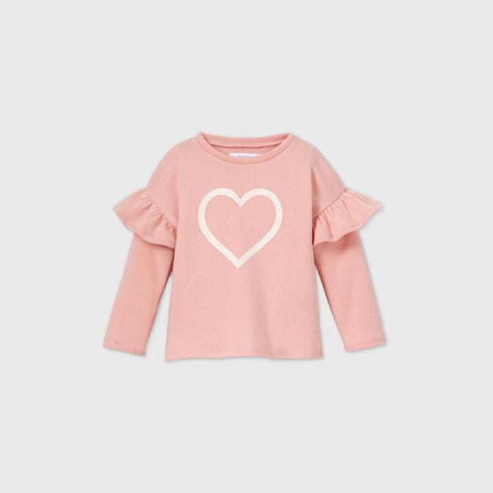 Grayson Mini Toddler Girls' Heart Ruffle Sweatshirt - Pink