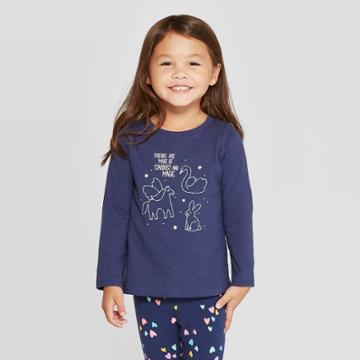 Toddler Girls' Long Sleeve 'constellations' T-shirt - Cat & Jack Navy 12m, Girl's, Blue