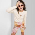 Women's Long Sleeve Fitted Rib-knit T-shirt - Wild Fable Cream Celestial Embroidery M, Ivory Celestial Embroidery