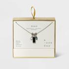Silver Plated Black Baguette And Cubic Zirconia Charm Necklace - A New Day Black
