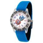 Boys' Marvel Emoji Captain America Clear Plastic Time Teacher Watch - Blue, Boy's