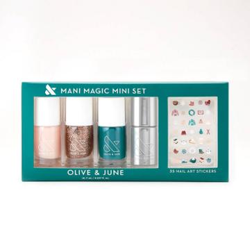Olive & June Mini Nail Polish Gift Set With Holiday Sticker Pack