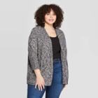 Women's Plus Size 3/4 Sleeve Open Layering Kimono Cardigan - Universal Thread Navy (blue)