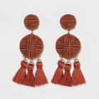 Cord Wrapped Drop With Cluster Tassel Earrings - A New Day Rust, Women's, Red