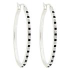 Target Oval Sterling Silver Earrings With Diamond Accents - White