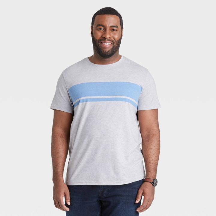 Men's Tall Striped Short Sleeve T-shirt - Goodfellow & Co Blue