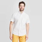 Men's Polka Dot Standard Fit Short Sleeve Button-down Shirt - Goodfellow & Co Cream S, Men's, Size: