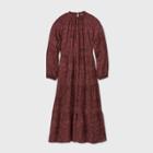 Women's Printed Long Sleeve Tiered Dress - A New Day Purple