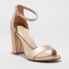 Women's Ema Satin Wide Width High Block Heel Pump Sandal - A New Day Rose Gold 8.5w,