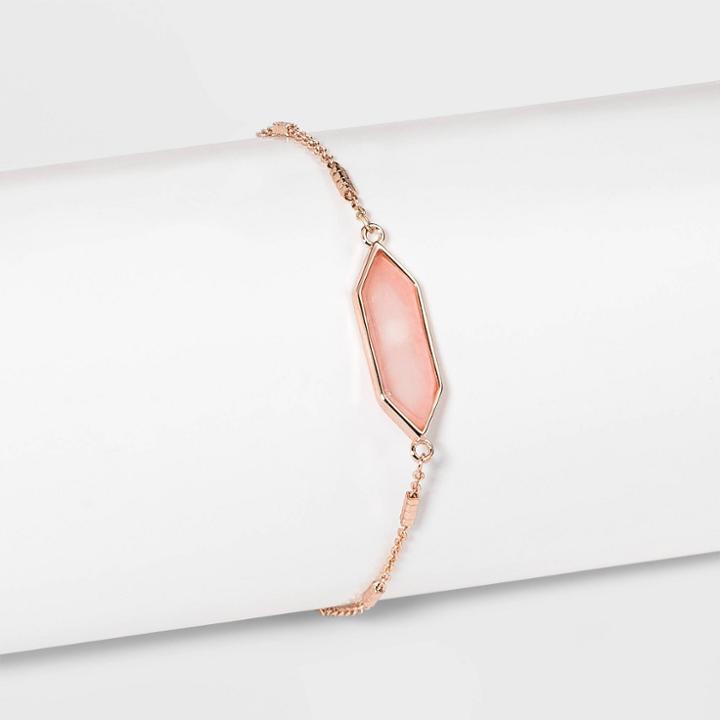 Boxed Hexagon With Rose Quartz Semi-precious Stone Bolo Bracelet - A New Day Pink, Women's
