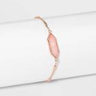 Boxed Hexagon With Rose Quartz Semi-precious Stone Bolo Bracelet - A New Day Pink, Women's