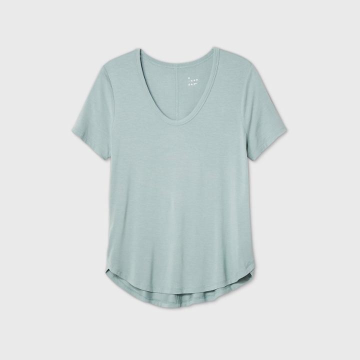 Women's Short Sleeve Scoop Neck T-shirt - A New Day Teal