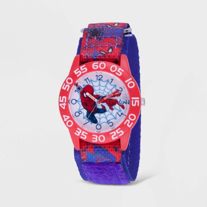 Kids' Marvel Spider-man Red Plastic Time Teacher Watch - Blue, Blue/red