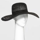 Women's Open Weave Wide Brim Straw Hat - A New Day Black