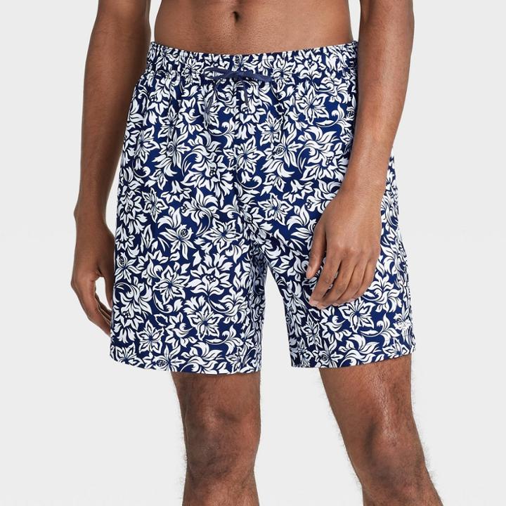 Speedo Men's 8 Floral Print Swim Trunks - Navy