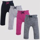 Touched By Nature Baby 4pk Harem Organic Cotton Pull-on Pants - Black/pink/gray 3-6m, Kids Unisex