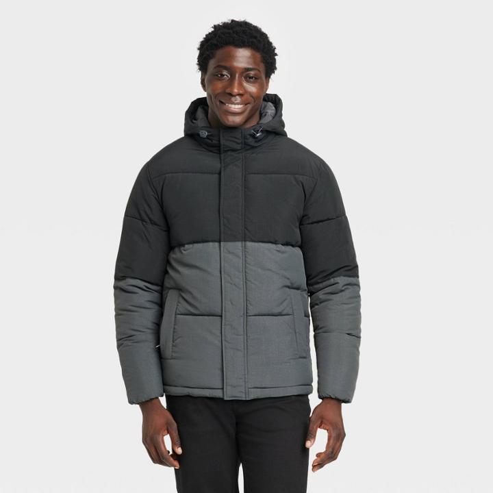 Men's Big & Tall Midweight Puffer Jacket - Goodfellow & Co Black